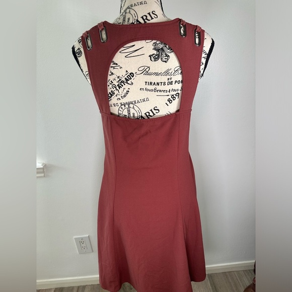 Free People Baby Love Trapeze Rust Mini Swing Dress Womens Medium Back Cut Out - Picture 7 of 10